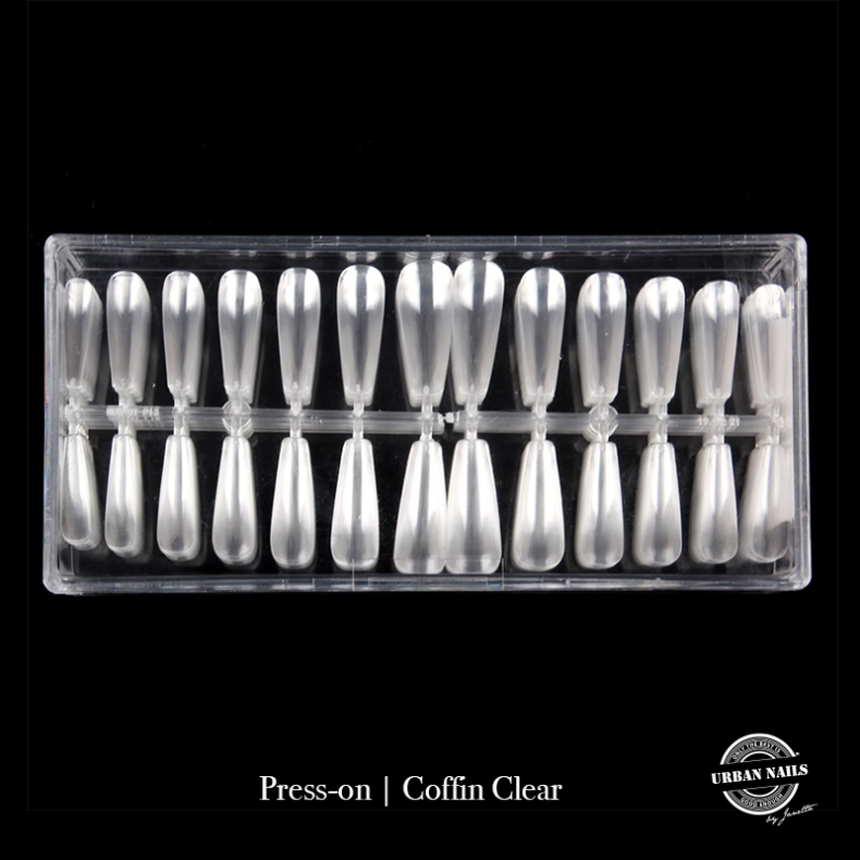 2. SORTERING Press-on / Showtipper Coffin clear (520 stk)